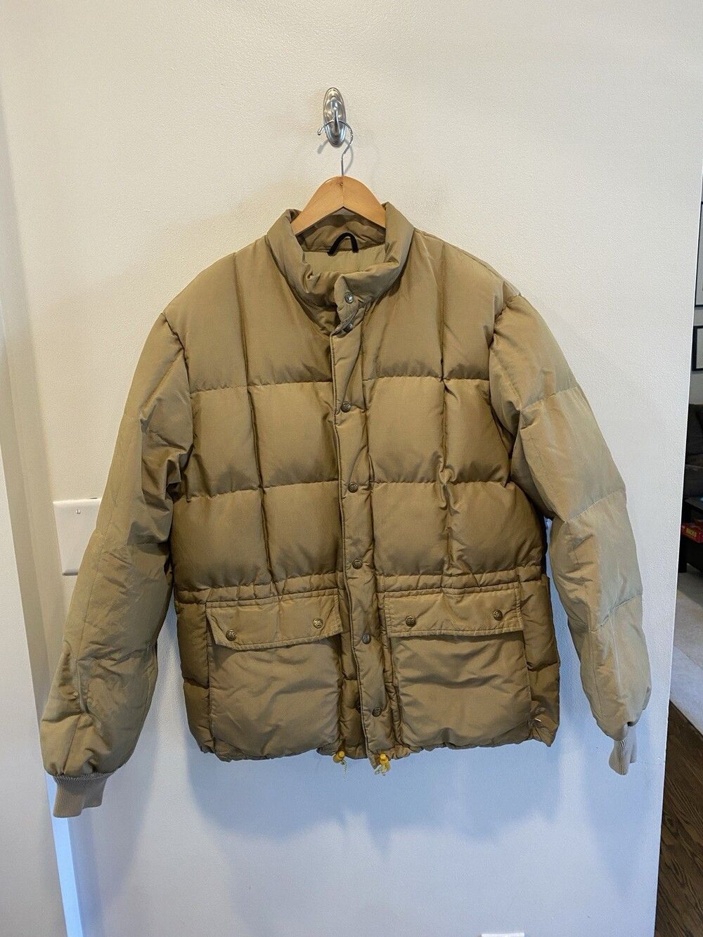 Vintage Eddie Bauer Expedition Outfitter Goose Down Puffer Jacket Size XL Tan